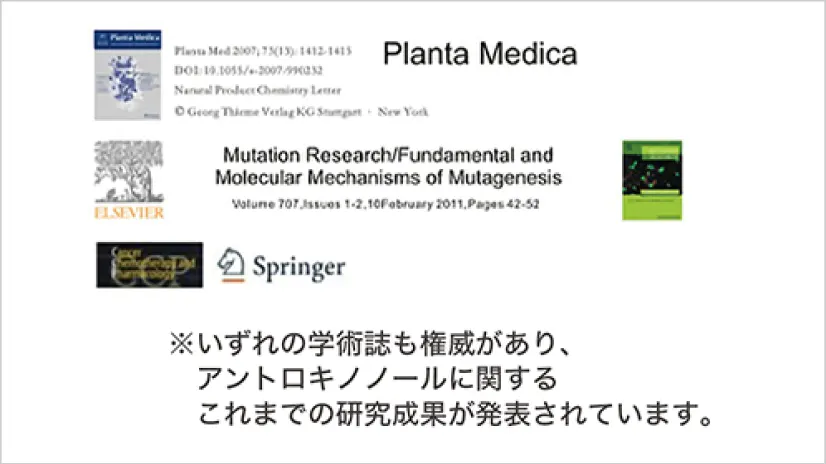 ※いずれの学術誌も権威があり、アントロキノノールに関するこれまでの研究成果が発表されています。